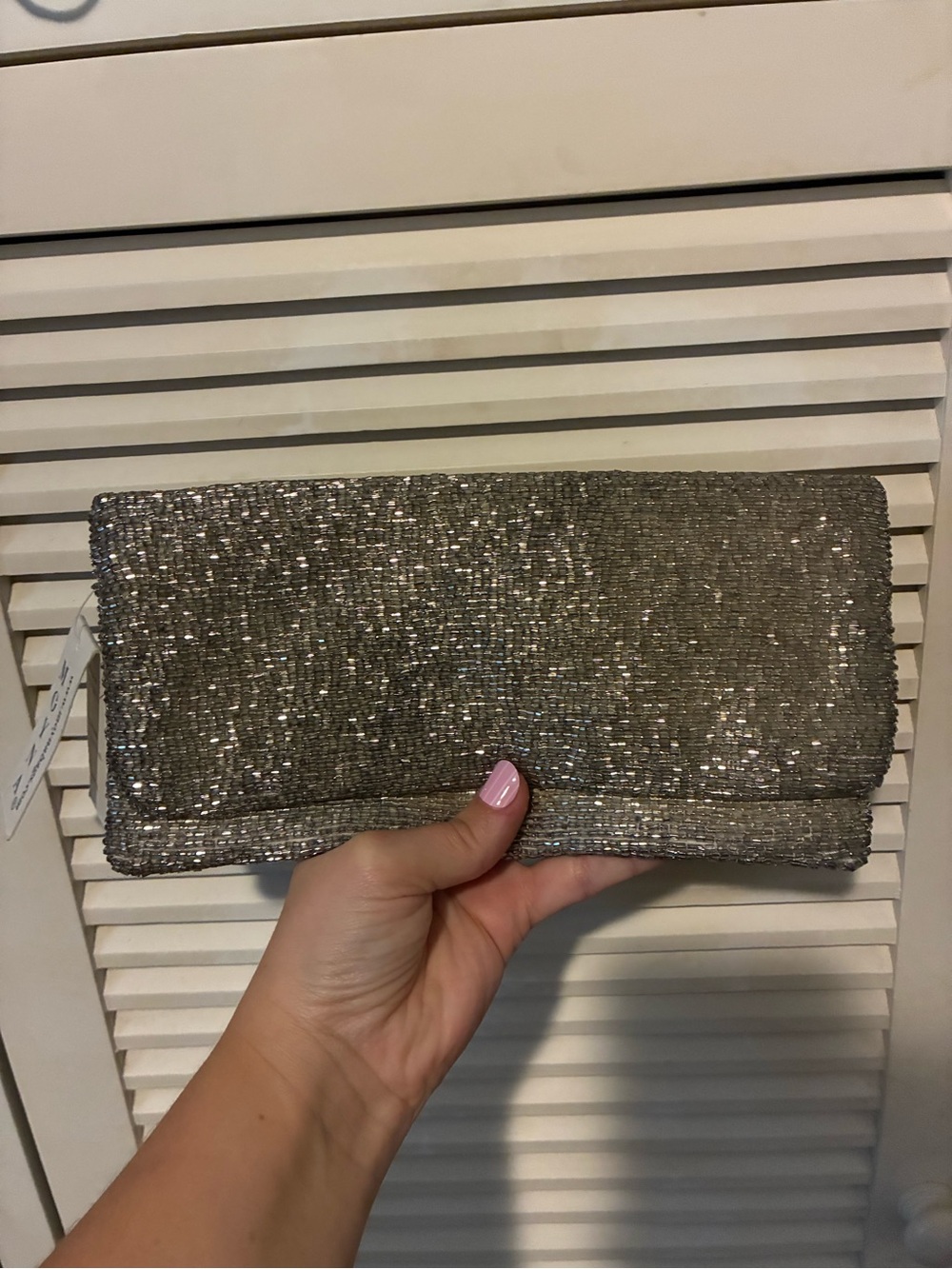 Moyna Silver Sequin Fold-Over Clutch NWT from Neiman Marcus